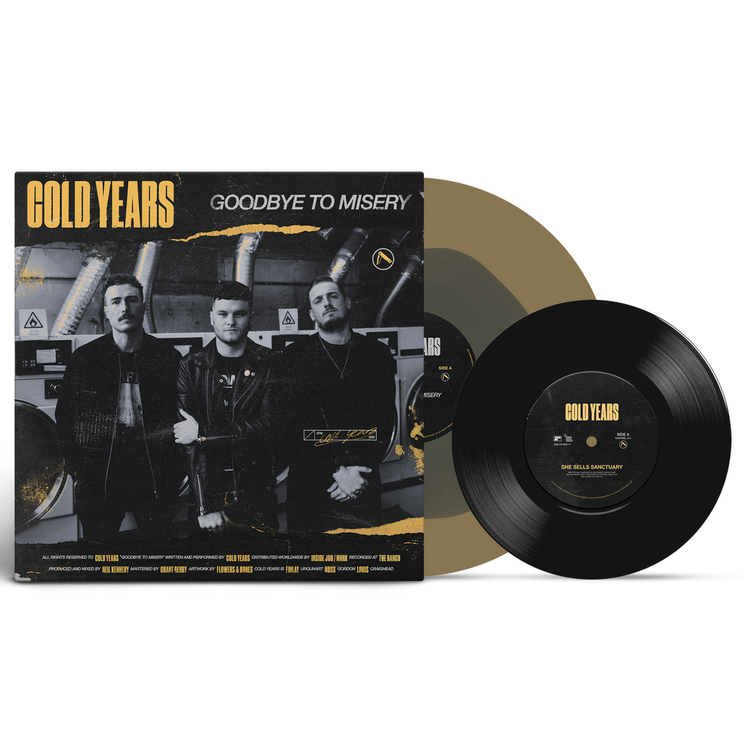 Goodbye To Misery colour in colour (Black / Gold) vinyl LP + 7-inch